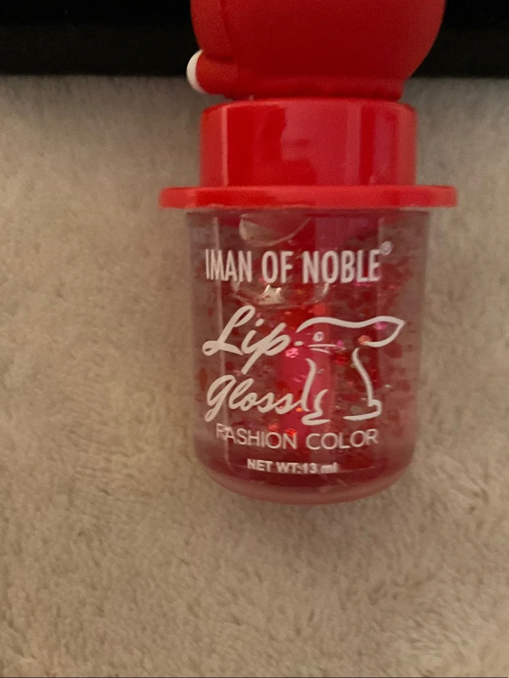 Red Bunny Character Lip Gloss - Shimmery Pink Gloss